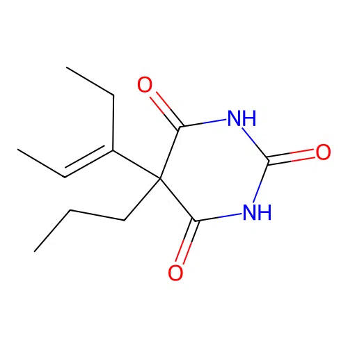 Barbituric acid, 5-(1-ethyl-1-propenyl)-5-propyl- structure
