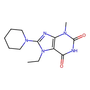 1H-Purine-2,6-dione, 7-ethyl-3,7-dihydro-3-methyl-8-(1-piperidinyl)- structure