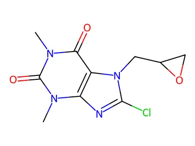8-Chloro-1,3-dimethyl-7-(oxiran-2-ylmethyl)purine-2,6-dione structure