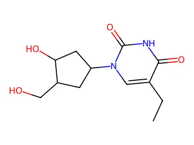 Carbocyclic 2'-deoxy-5-ethyluridine structure