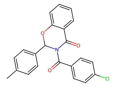 4H-1,3-Benzoxazin-4-one, 2,3-dihydro-3-(4-chlorobenzoyl)-2-(4-methylphenyl)- structure