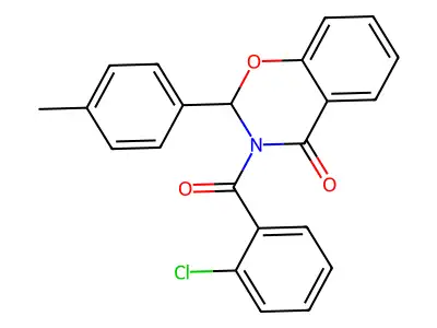 4H-1,3-Benzoxazin-4-one, 2,3-dihydro-3-(2-chlorobenzoyl)-2-(4-methylphenyl)- structure