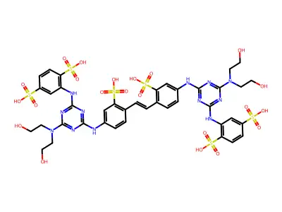 2-[[4-[bis(2-hydroxyethyl)amino]-6-[4-[2-[4-[[4-[bis(2-hydroxyethyl)amino]-6-(2,5-disulfoanilino)-1,3,5-triazin-2-yl]amino]-2-sulfophenyl]ethenyl]-3-sulfoanilino]-1,3,5-triazin-2-yl]amino]benzene-1,4-disulfonic acid structure