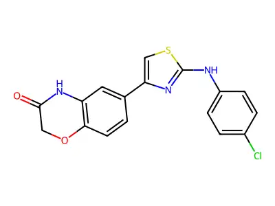 2H-1,4-Benzoxazin-3(4H)-one, 6-(2-((4-chlorophenyl)amino)-4-thiazolyl)- structure