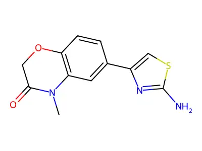2H-1,4-Benzoxazin-3(4H)-one, 6-(2-amino-4-thiazolyl)-4-methyl- structure