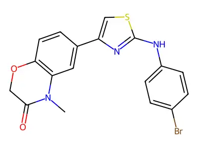 2H-1,4-Benzoxazin-3(4H)-one, 6-(2-((4-bromophenyl)amino)-4-thiazolyl)-4-methyl- structure
