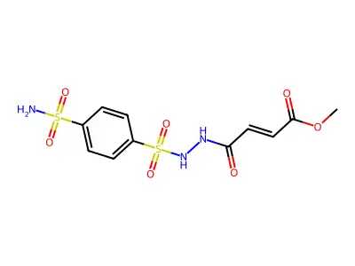 Methyl 4-oxo-4-[2-(4-sulfamoylphenyl)sulfonylhydrazinyl]but-2-enoate structure