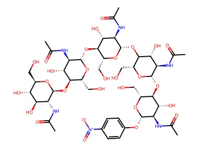 4-nitrophenyl-N,N',N'',N''',N''''-pentaacetyl-beta-chitopentaoside structure