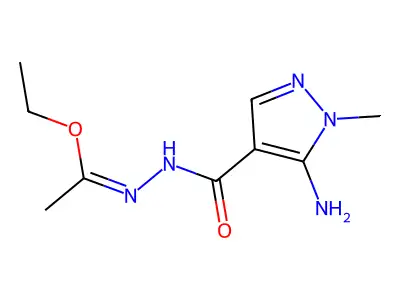 ethyl N-(5-amino-1-methylpyrazole-4-carbonyl)ethanehydrazonate structure