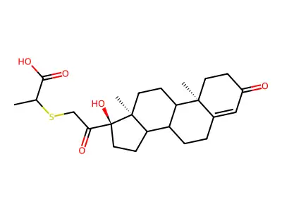 Propanoic acid, 2-((3,20-dioxo-17-hydroxypregn-4-en-21-yl)thio)- structure
