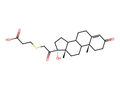 Propanoic acid, 3-((3,20-dioxo-17-hydroxypregn-4-en-21-yl)thio)- structure