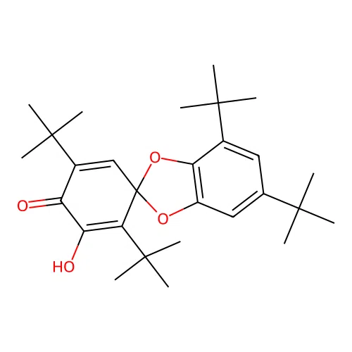 2',4,5',6-tetra-tert-butyl-3'-hydroxy-4'H-spiro[1,3-benzodioxole-2,1'-cyclohexa[2,5]dien]-4'-one structure