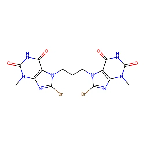7,7'-(propane-1,3-diyl)bis(8-bromo-3-methyl-1H-purine-2,6(3H,7H)-dione) structure