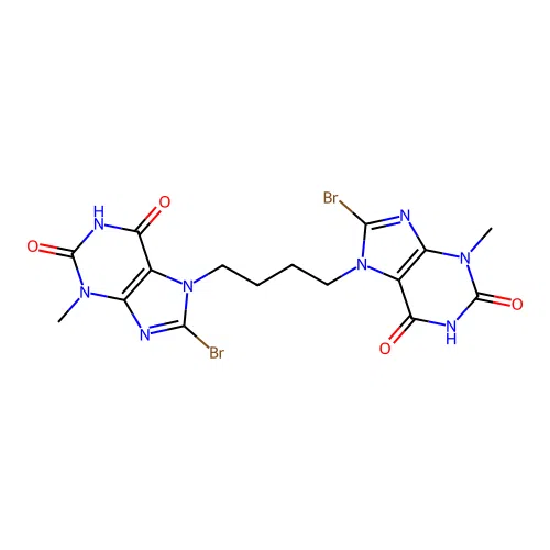 7,7'-(butane-1,4-diyl)bis(8-bromo-3-methyl-1H-purine-2,6(3H,7H)-dione) structure