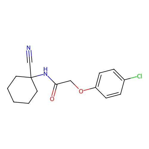 2-(4-chlorophenoxy)-N-(1-cyanocyclohexyl)acetamide structure