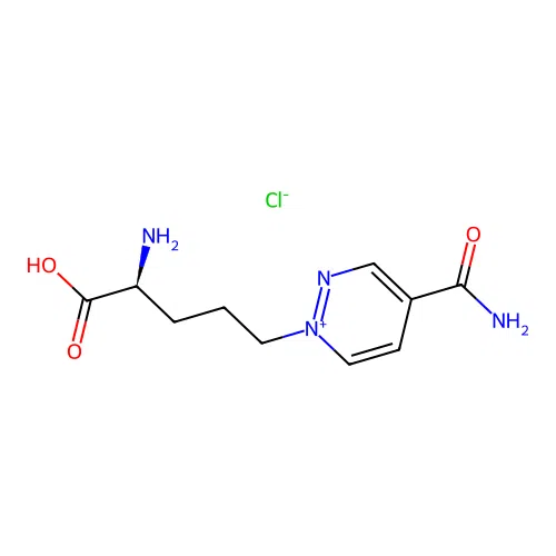 (S)-4-(Aminocarbonyl)-1-(4-amino-4-carboxybutyl)pyridazinium chloride structure