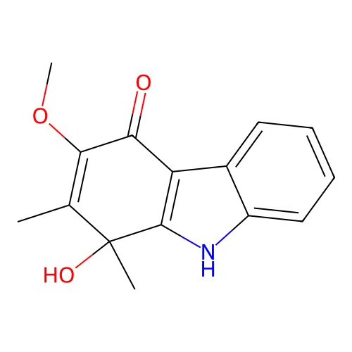 1-hydroxy-3-methoxy-1,2-dimethyl-9H-carbazol-4-one structure
