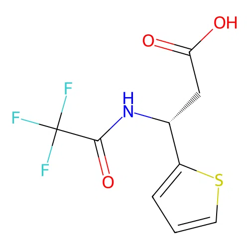 (3R)-3-thiophen-2-yl-3-[(2,2,2-trifluoroacetyl)amino]propanoic acid structure