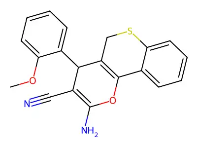 2-Amino-4-(2-methoxyphenyl)-4H,5H-(1)benzothiopyrano(4,3-b)pyran-3-carbonitrile structure