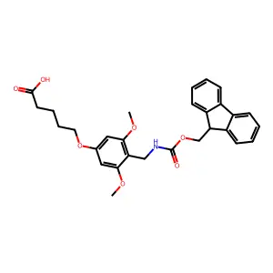 5-(4-(9-Fluorenylmethyloxycarbonyl)aminomethyl-3,5-dimethoxyphenoxy)valeric acid structure