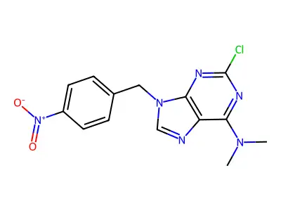9H-Purin-6-amine, 2-chloro-N,N-dimethyl-9-((4-nitrophenyl)methyl)- structure