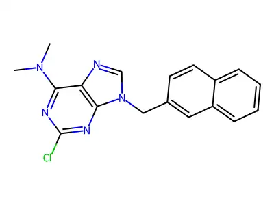9H-Purin-6-amine, 2-chloro-N,N-dimethyl-9-(2-naphthalenylmethyl)- structure