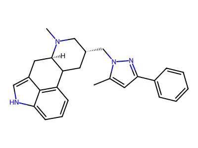 Ergoline, 6-methyl-8-((5-methyl-3-phenyl-1H-pyrazol-1-yl)methyl)-, (8-beta)- structure