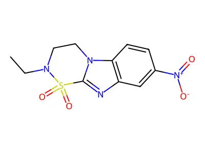 2H-1,2,5-Thiadiazino(5,6-a)benzimidazole, 3,4-dihydro-2-ethyl-8-nitro-, 1,1-dioxide structure