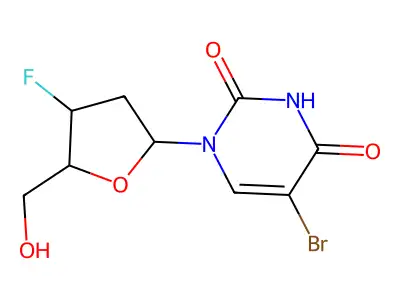 3'-Fluoro-2',3'-dideoxy-5-bromouridine structure