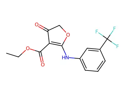 Ethyl 4-oxo-2-[3-(trifluoromethyl)anilino]furan-3-carboxylate structure