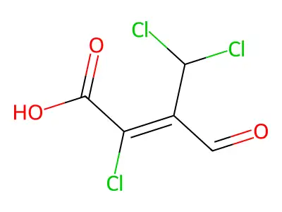 (E)-2-chloro-3-(dichloromethyl)-4-oxobutenoic acid structure