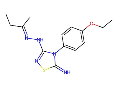 N-(butan-2-ylideneamino)-4-(4-ethoxyphenyl)-5-imino-1,2,4-thiadiazol-3-amine structure