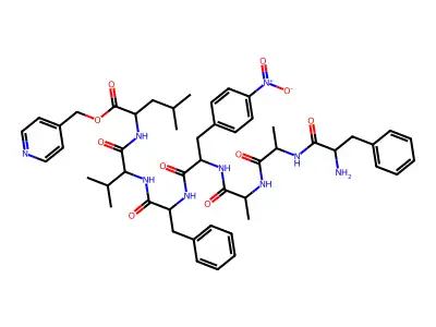 pyridin-4-ylmethyl 2-[[2-[[2-[[2-[2-[2-[(2-amino-3-phenylpropanoyl)amino]propanoylamino]propanoylamino]-3-(4-nitrophenyl)propanoyl]amino]-3-phenylpropanoyl]amino]-3-methylbutanoyl]amino]-4-methylpentanoate structure