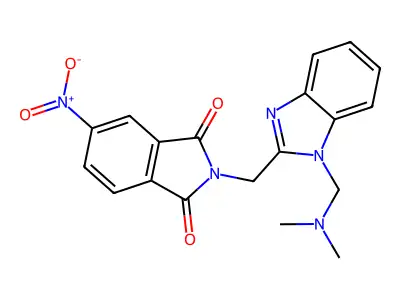 1H-Isoindole-1,3(2H)-dione, 2-((1-((dimethylamino)methyl)-1H-benzimidazol-2-yl)methyl)-5-nitro- structure