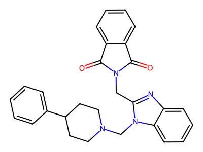 1H-Isoindole-1,3(2H)-dione, 2-((1-((4-phenyl-1-piperidinyl)methyl)-1H-benzimidazol-2-yl)methyl)- structure