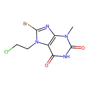 8-bromo-7-(2-chloroethyl)-3-methyl-1H-purine-2,6(3H,7H)-dione structure