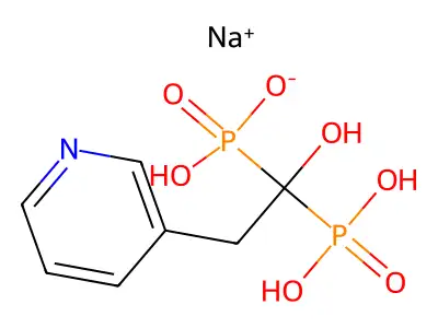 Sodium hydroxy-(1-hydroxy-1-phosphono-2-pyridin-3-ylethyl)phosphinate structure