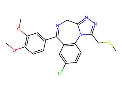 4H-(1,2,4)Triazolo(4,3-a)(1,4)benzodiazepine, 8-chloro-6-(3,4-dimethoxyphenyl)-1-((methylthio)methyl)- structure