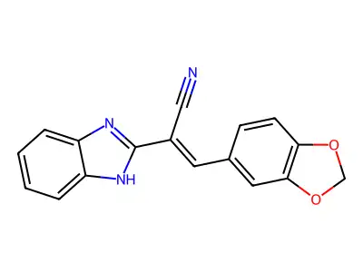 2-(1H-benzimidazol-2-yl)-3-(1,3-benzodioxol-5-yl)acrylonitrile structure