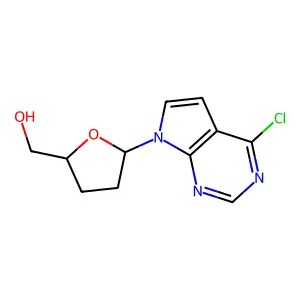 4-Chloropyrrolo(2,3-d)pyrimidine-2',3'-dideoxyribofuranoside structure