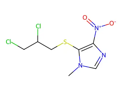 1H-Imidazole, 5-((2,3-dichloropropyl)thio)-1-methyl-4-nitro- structure