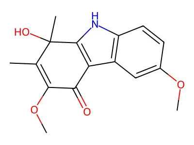 1-hydroxy-3,6-dimethoxy-1,2-dimethyl-9H-carbazol-4-one structure