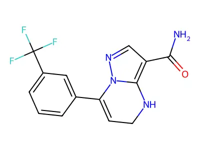 4,5-Dihydro-7-[3-(trifluoromethyl)phenyl]pyrazolo[1,5-a]pyrimidine-3-carboxamide structure