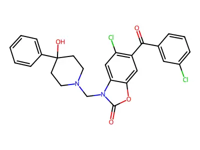 2(3H)-Benzoxazolone, 5-chloro-6-(3-chlorobenzoyl)-3-((4-hydroxy-4-phenyl-1-piperidinyl)methyl)- structure