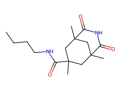 N-butyl-1,5,7-trimethyl-2,4-dioxo-3-azabicyclo[3.3.1]nonane-7-carboxamide structure