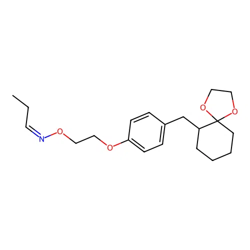 Propanal, O-(2-(4-(1,4-dioxaspiro(4.5)dec-6-ylmethyl)phenoxy)ethyl)oxime, (Z)- structure