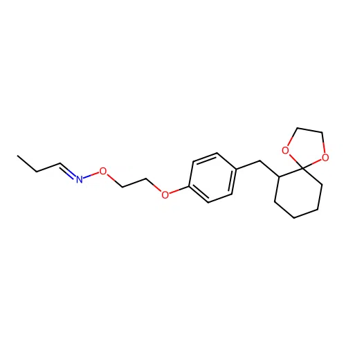 Propanal, o-(2-(4-(1,4-dioxaspiro(4.5)dec-6-ylmethyl)phenoxy)ethyl)oxime, (E)- structure