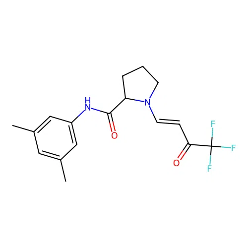 N-(3,5-dimethylphenyl)-1-[(E)-4,4,4-trifluoro-3-oxobut-1-enyl]pyrrolidine-2-carboxamide structure