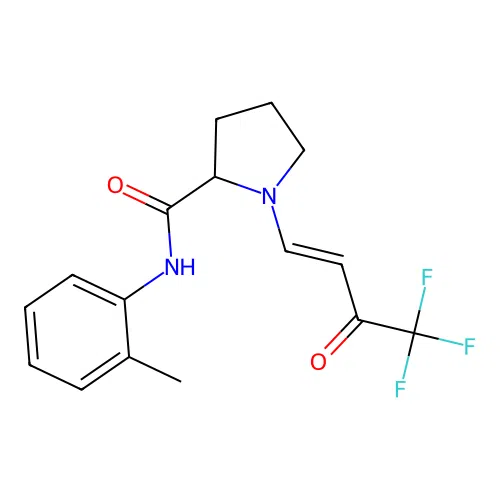 (E)-N-(o-tolyl)-1-(4,4,4-trifluoro-3-oxobut-1-en-1-yl)pyrrolidine-2-carboxamide structure