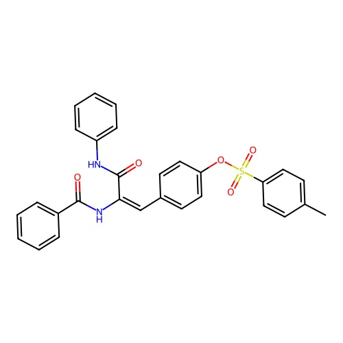 (E)-4-(2-benzamido-3-oxo-3-(phenylamino)prop-1-en-1-yl)phenyl 4-methylbenzenesulfonate structure